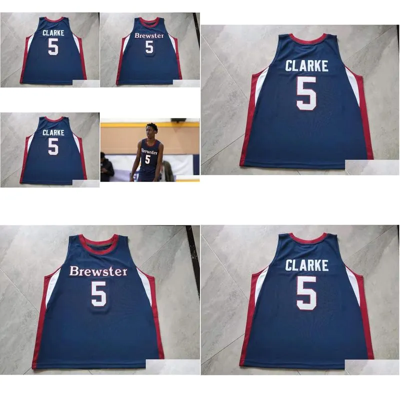 rare Basketball Jersey Men Youth women Vintage Brewster Academy Terrence Clarke High School Phenoms Size S-5XL custom any name or