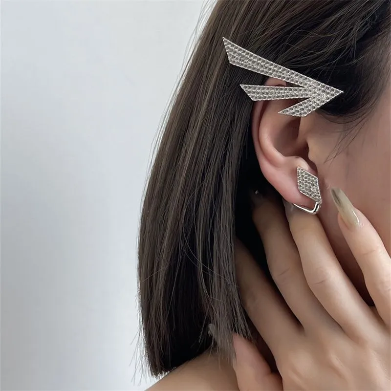 Original Diamond-Studded Fairy Ear Stud Angel Ear Bone Clip Sweet And Cool Hot Girl Concave Shape Niche Design Fashion Jewelry Gift