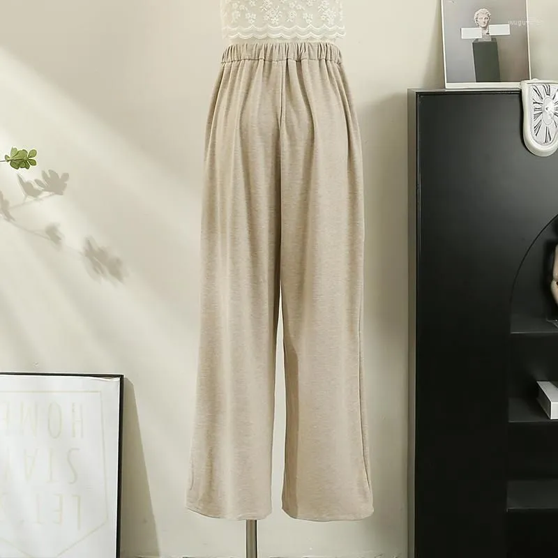 Women`s Pants Elastic Waist Drawstring Casual Wide Leg 2023 Autumn Winter Women Solid Versatile Pocket Trousers Jupes Femme Harajuku