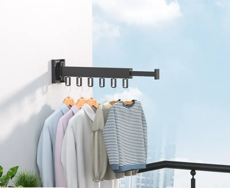 Hangers Wall Mounted Clothes Drying Rack Aluminum Retractable Hanger Space Saving Collapsible Dryer Racks For Balcony Parlour Laundry