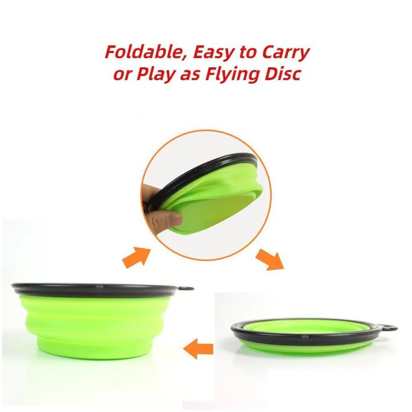 Dog Bowls Feeders Portable Large Collapsible Pet Folding Sile Bowl Outdoor Travel Puppy Food Container Feeder Dish Drop Delivery Ho Otqby
