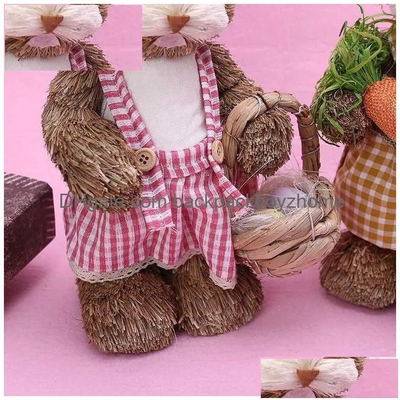 Decorative Objects & Figurines Ootdty 14 Styles Artificial St Cute Bunny Standing Rabbit With Carrot Home Garden Decoration Easter The Dhfo3