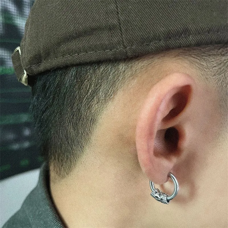 Japanese/Korean Niche Design Earrings Titanium Steel Stud Bold Punk Hip-Hop Simple Couples Fashion Trend Jewelry Accessories