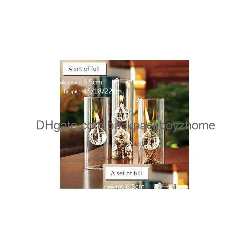 Candle Holders Creative European-Made Romantic Transparent Glass Cylindrical Oil Lamp Wedding Decoration Gift Instead Of Holder Home Y Dhofq