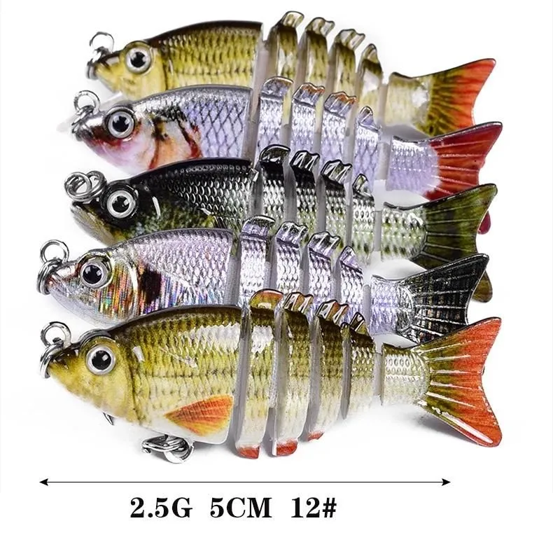 5pcslot Fishing Multi Jointed Hard Baits Lifelike Wobblers 5cm 25g 6 Segments Swimbait Lures1802007