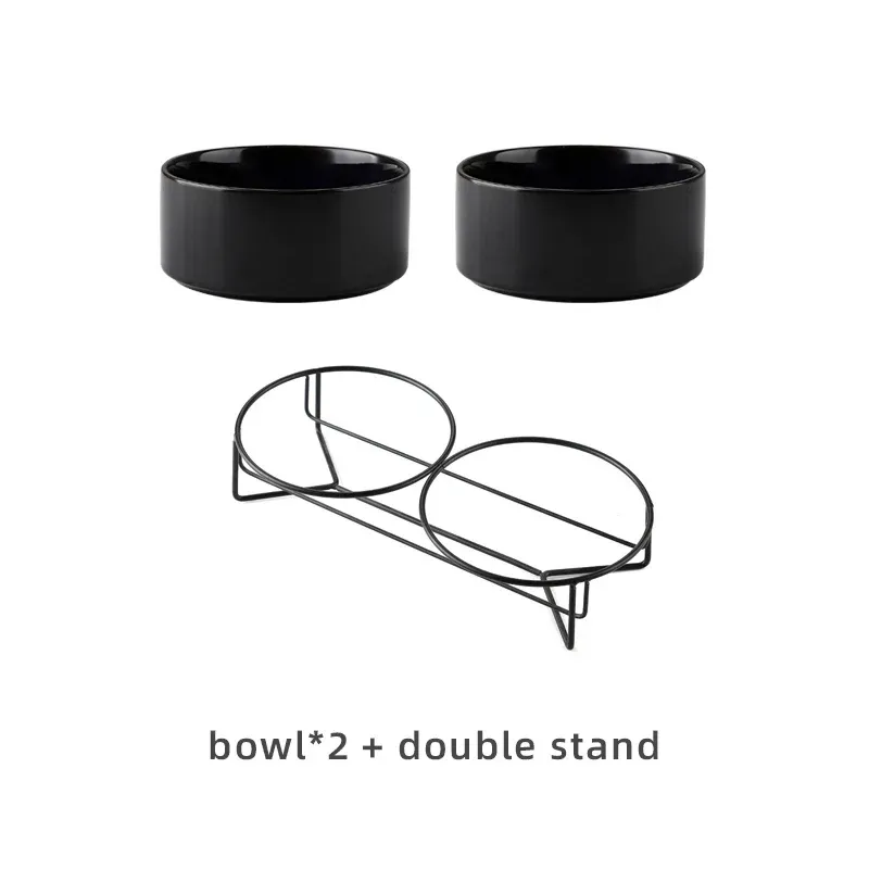 Feeding Double Ceramic Dog Bowl Drinking Dish Feeder For Pet Food Water Dishes With Raised Stand Cat Puppy Feeding Accessories #P019