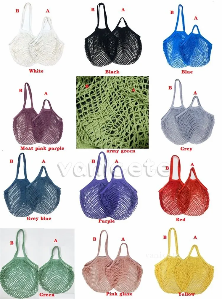 Home Reusable String Shopping bags Fruit Vegetables Grocery Bag Shopper Tote Mesh Net Woven Cotton Shoulder Bag Hand Totes Storage