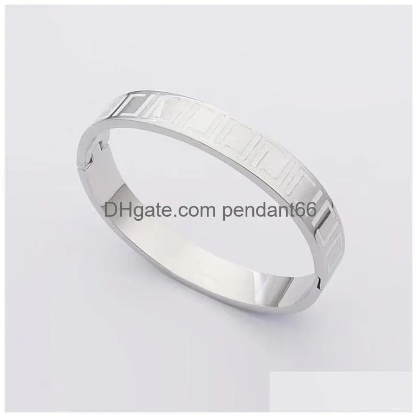 classic fashion f bracelet brand couple black and white oil dropping womens cuff bracelet high quality 316l titanium steel designer bracelet for
