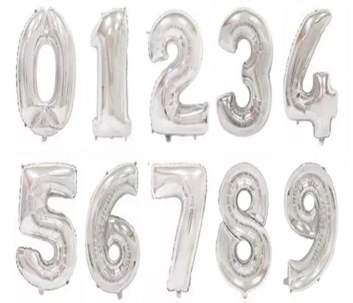 32 Inch Helium Air Balloon Number Letter Shaped Gold Silver Inflatable Ballons Birthday Wedding Decoration Event Party Supplies