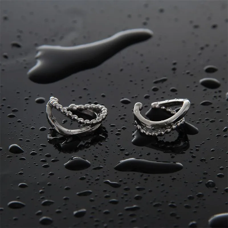 Original Double-Layer Ear Clips Earrings Without Pierced Temperament Simple And Minimalist Titanium Steel Fashion All-Match