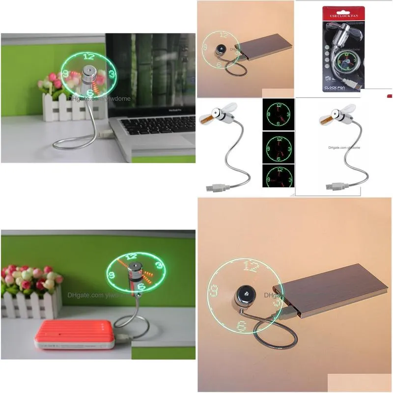 Fans Mini Fan Clock Time Display For Usb Flashing Gadgets Pc Notebook Power Bank  With Ith Led Drop Delivery Toys Gifts Electro Dhavd