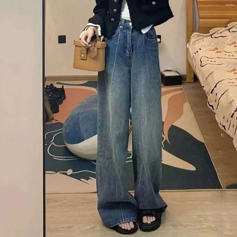 Women`s Jeans Y2k Wide Leg Baggy Women Harajuku Straight Denim Trousers Oversized Pantalones Streetwear Korean Fashion Loose Pants