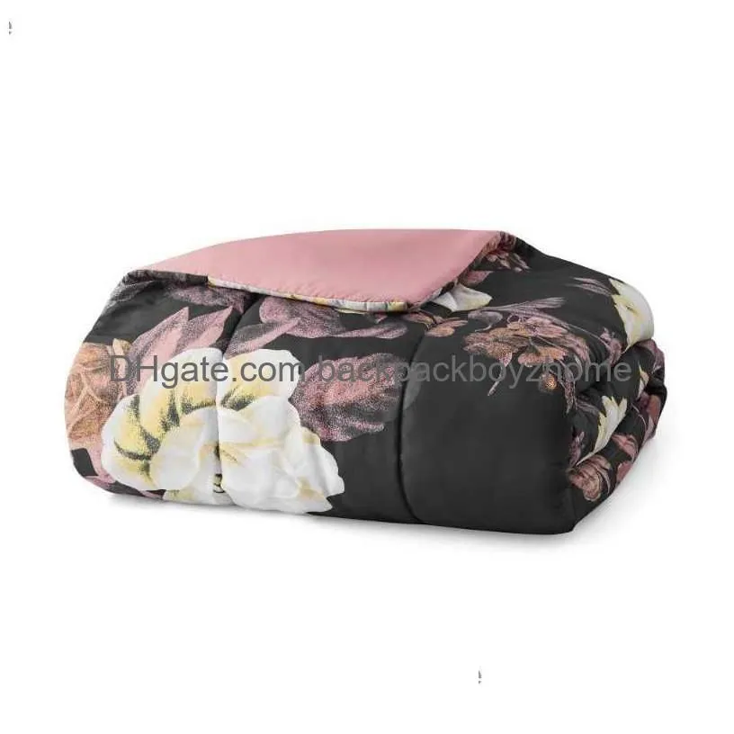 Bedding Sets Mainstays Black Floral 10 Piece Bed In A Bag Comforter Set With Sheets Q230920 Drop Delivery Dhj8N
