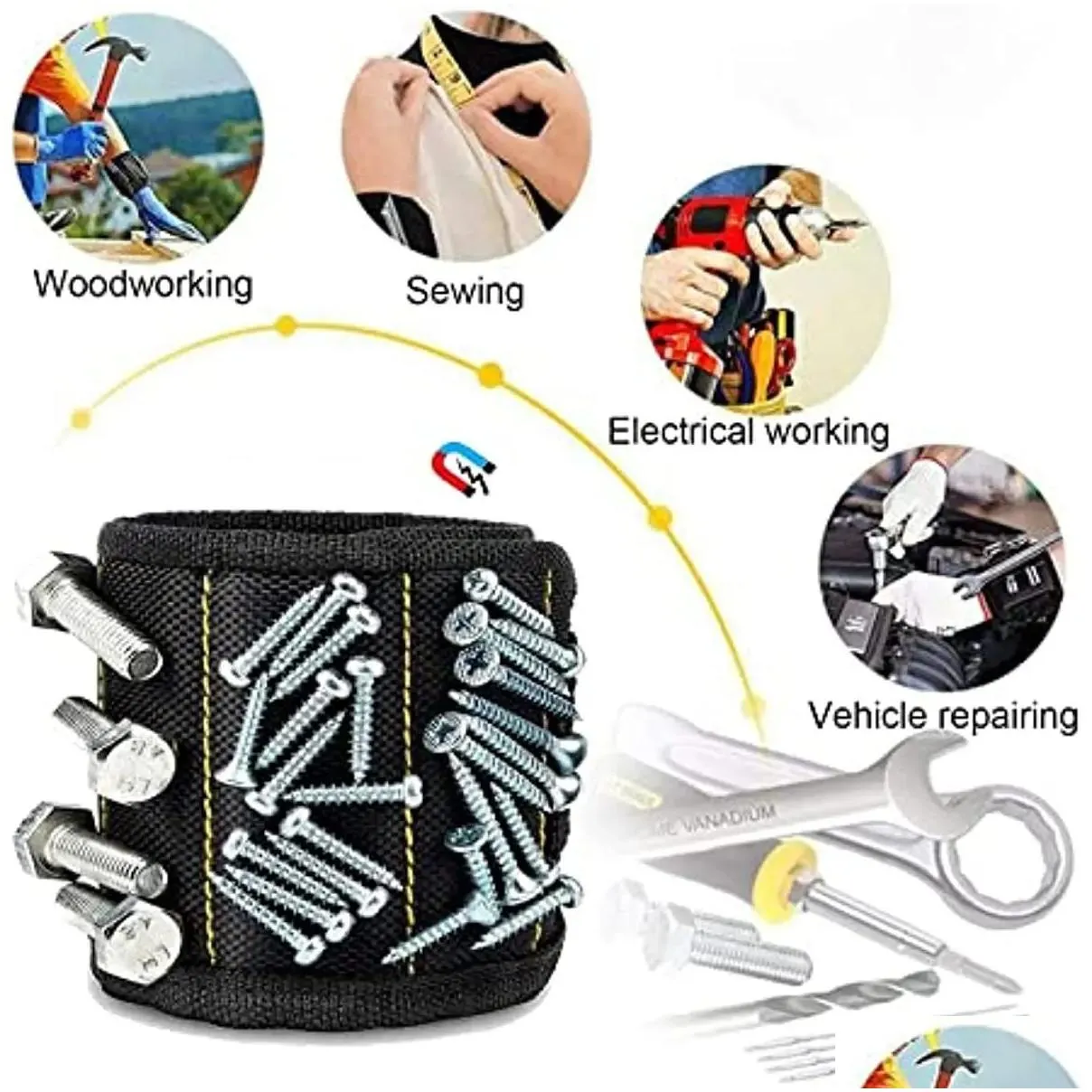 Dog Grooming Mens Wristband Tools Holder Pouch Bag Belts With Strong Magnets Magnetic For Holding Screws Nails Drilling Bits Drop Deli Otlgd