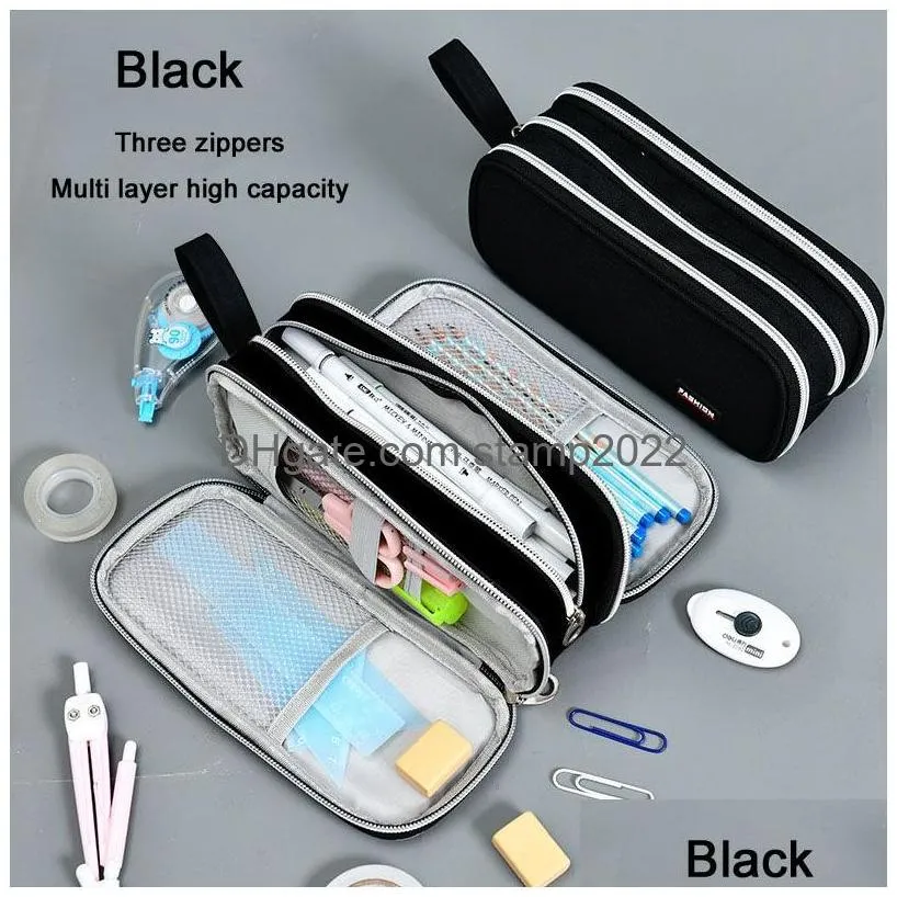 wholesale large capacity waterproof pencil case with high aesthetic value multifunctional stationery bag for students portable simple zipper pencil case