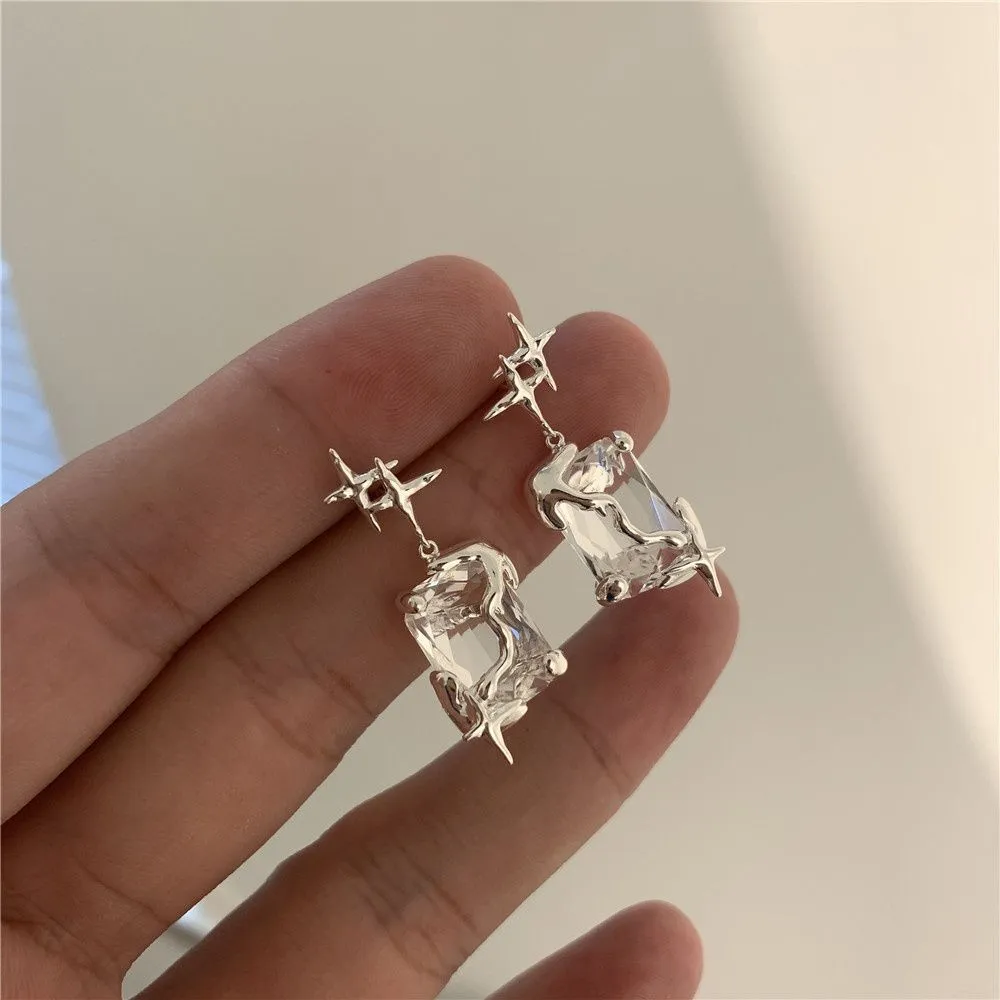 925 Sterling Silver Ear Cuff Unique Original Impression Starry Sky Texture Crystal Earrings Female Niche Design Light Luxury