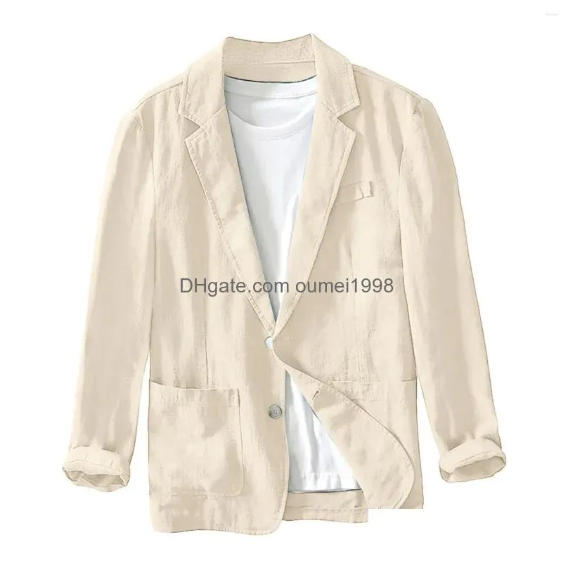 Men`S Suits & Blazers Mens 2024 Spring Autumn Casual Linen And Cotton Safari For Men Clothing Solid Color Jackets Oversize Coat Drop Dhc54