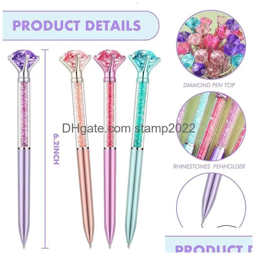 wholesale big diamond ballpoint pens bling little crystal pens school office writing supplies business pen stationery student gift