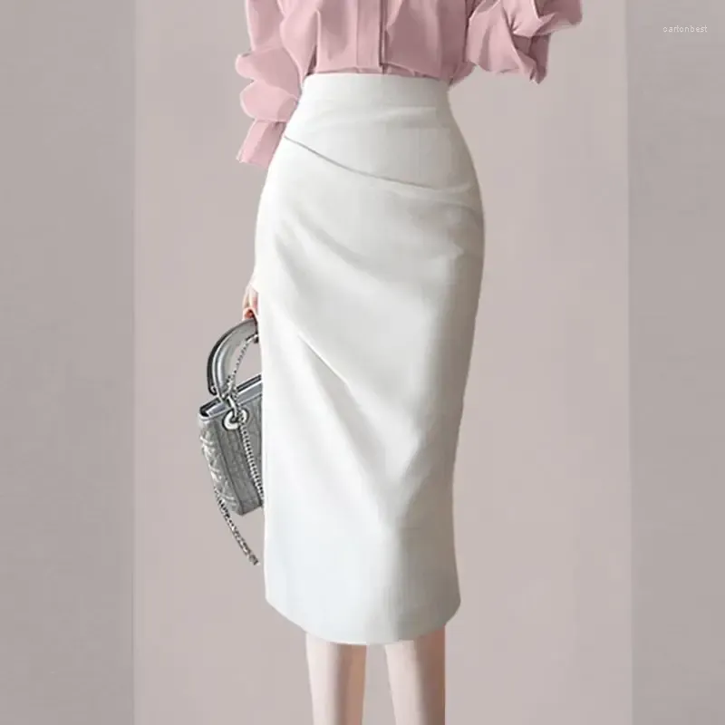Work Dresses Feminine Gentle Set Of Solid Pink V-neck Ruffle Sleeve Blouse Shirt 2024 Autumn Women Long Two Piece Skirt