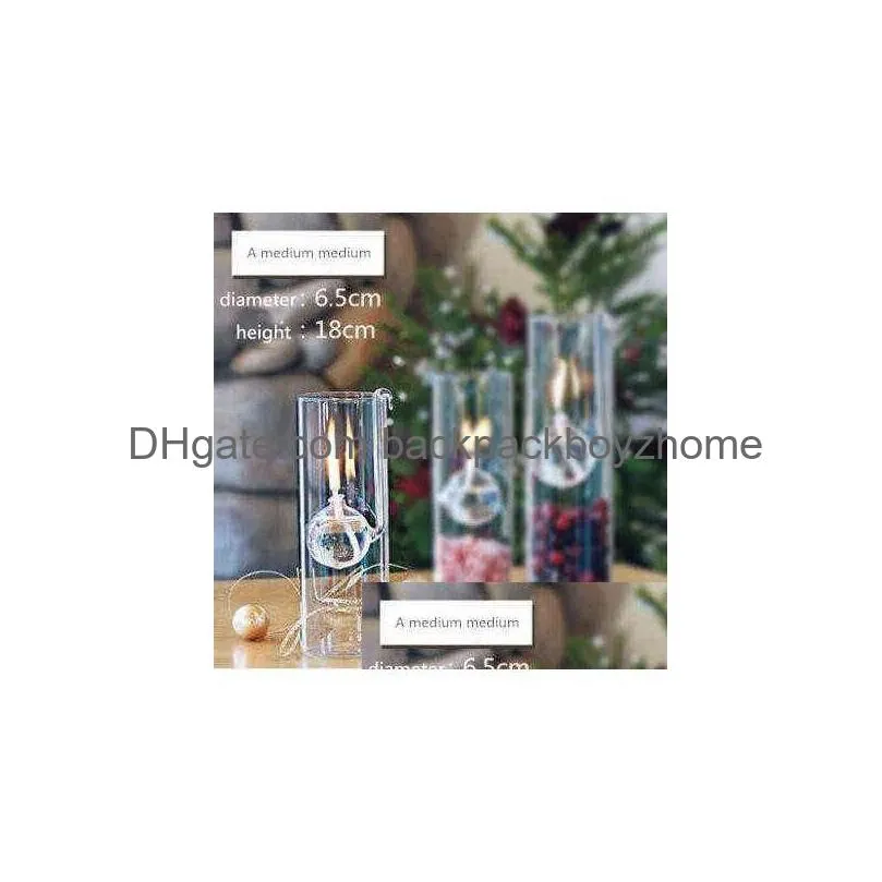 Candle Holders Creative European-Made Romantic Transparent Glass Cylindrical Oil Lamp Wedding Decoration Gift Instead Of Holder Home Y Dhofq