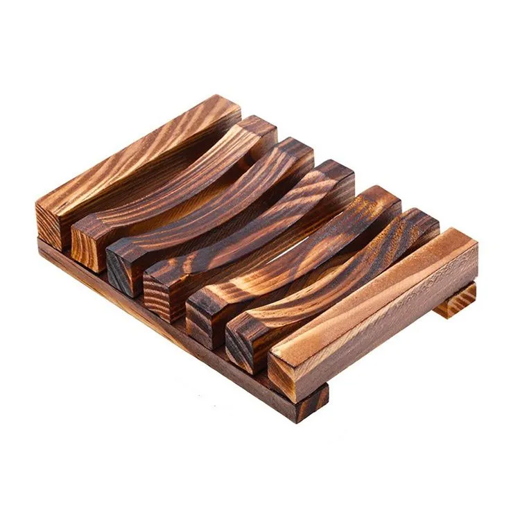 Natural Bamboo Wood Soap Dishes Wooden Soap Tray Holder Storage Rack Plate Box Container Bath Soap Holder LT764