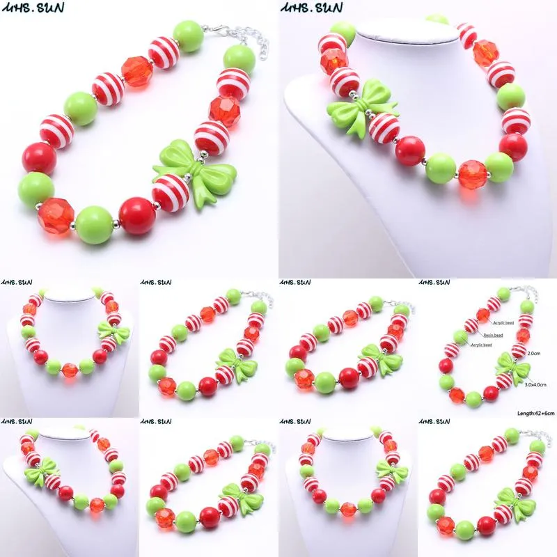 Beaded Necklaces Mticolor Design Kid Chunky Necklace 20Mm Bead Pendant Bubblegum Children Jewelry For Toddler Girls Drop Delivery Ot9Uk