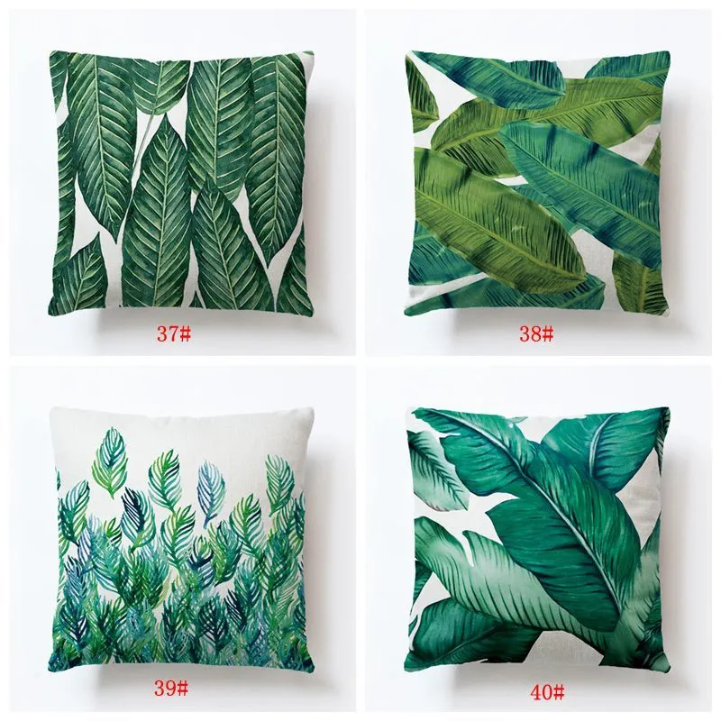 40 Styles Leaf Pillow Cover Africa Tropical Rainforest Plants Flower Print Pillow Throw Cushion Cover Linen Chair Sofa Pillow Case Funda De Almohada