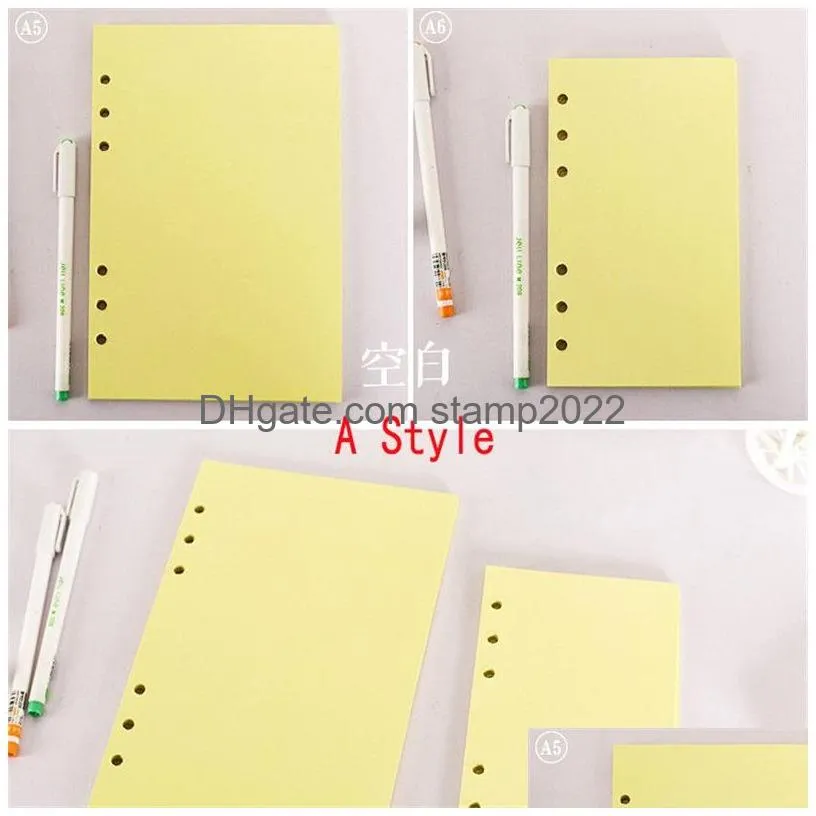 wholesale 40 sheets notepads paper a5 a6 notebook index divider for daily planner colorful card papers 6 holes school supplies