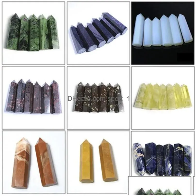 total 46 complete variety rough polished quartz pillar art ornaments energy stone wand healing gemstone tower natural crystal point