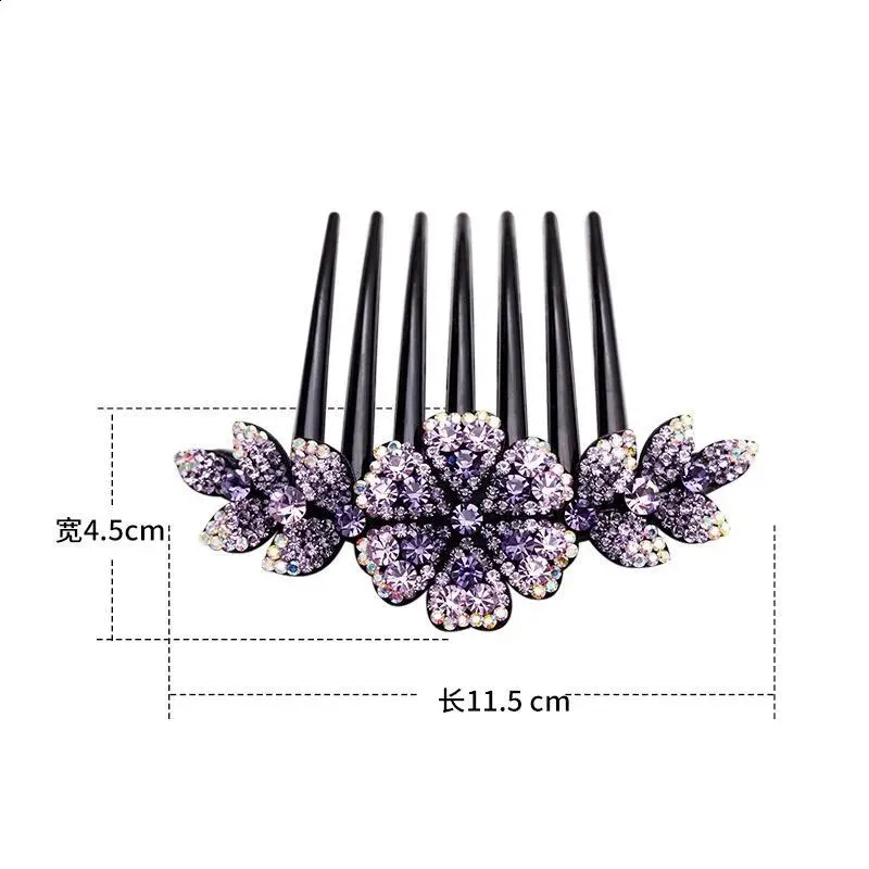 Vintage Crystal Flower Hair Clip for Girls Bridal Comb Ornaments Jewelry Wedding Accessories Gift 240311