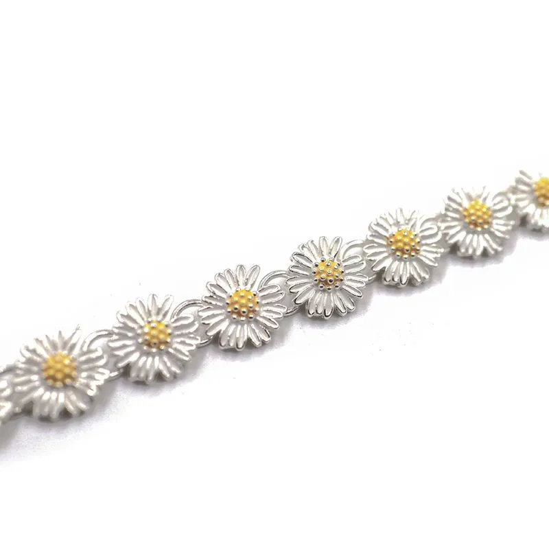 Ins star the same GD 925 sterling silver daisy anti-war bracelet, high sense bracelet, hip hop trend necklace, couple accessories