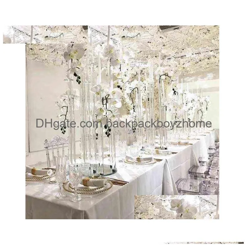 Candle Holders 10Pcs Wedding Decoration Centerpiece Candelabra Clear Holder Acrylic Candlesticks For Weddings Event Party Yq231018 Dro Dhcy6