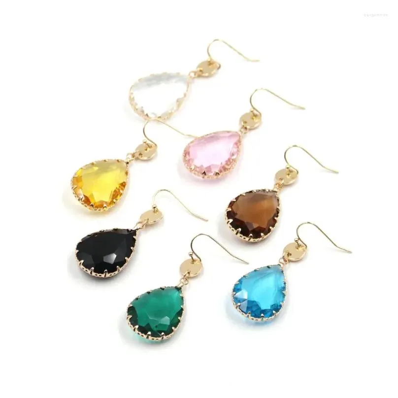 Dangle Earrings Fashion Disc Claw Glass Multicolor Crystal Inside Water Drop For Women