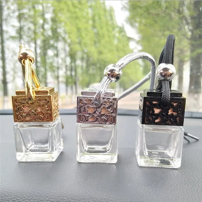 Car Clear Glass Empty Perfume Bottle Hanging Air Freshener Diffuser Fragrance  Oil Bottle Refillable Bottles 3 Colors