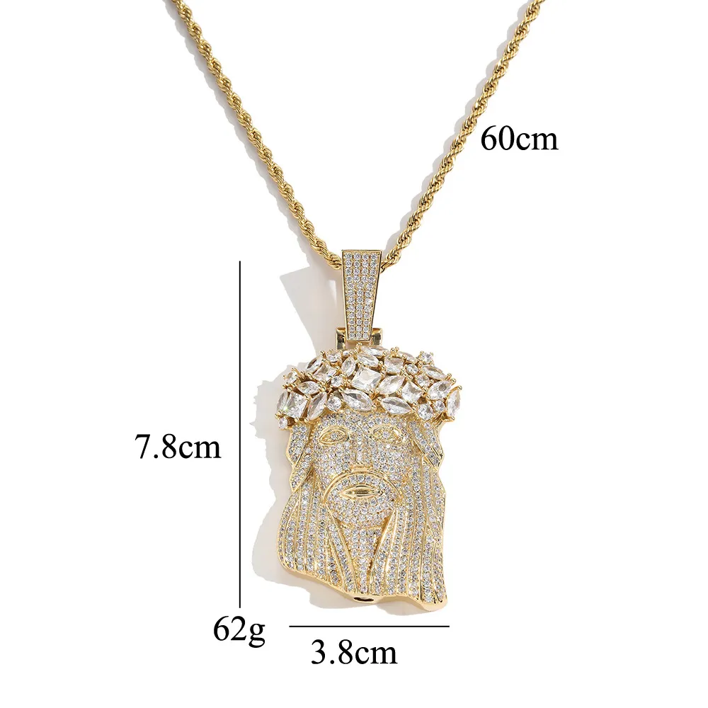 religion designer necklace men 13MM wide cuban link chain full inlaid CZ diamond Jesus pendant necklaces 18k gold plated designer rock hip hop jewelry woman