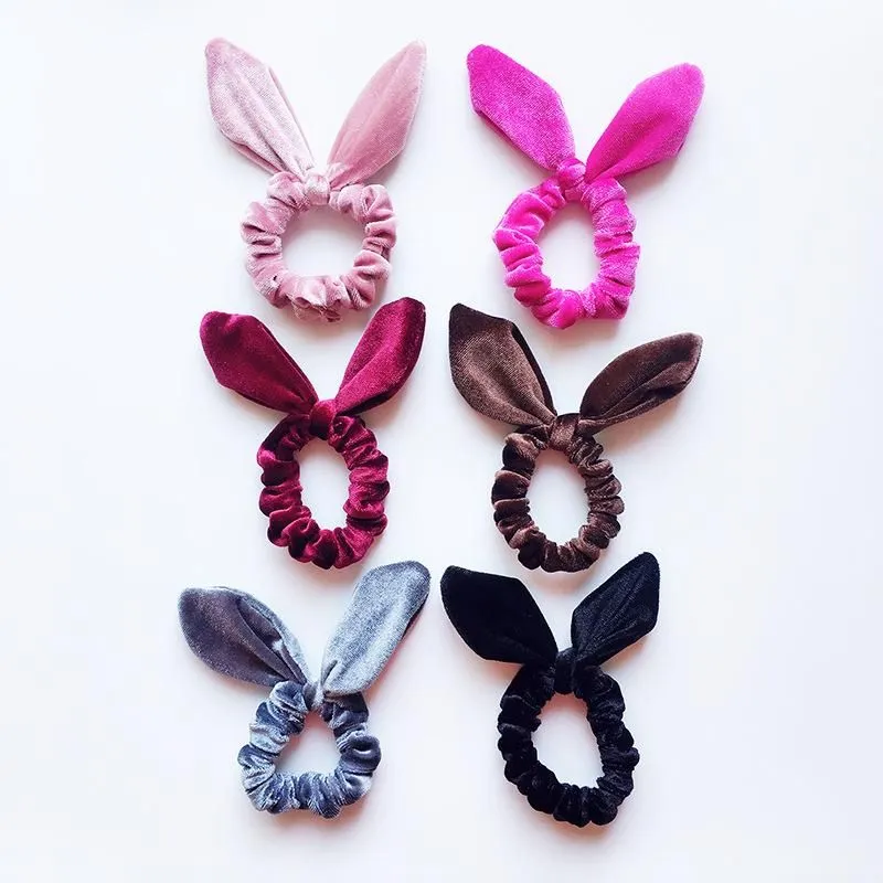 New Arrival Girls Velvet Bunny Ears Elastic Hair rope Kids Accessories Ponytail Rabbit Children Scrunchy Hairbands