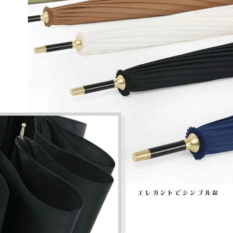 Rainy Sunny Semi-Automatic Umbrellas Solid Color Long Straight Handle Strong Windproof Large Umbrella Multi Colors Men Women Paraguas Fuertes A Prueba De