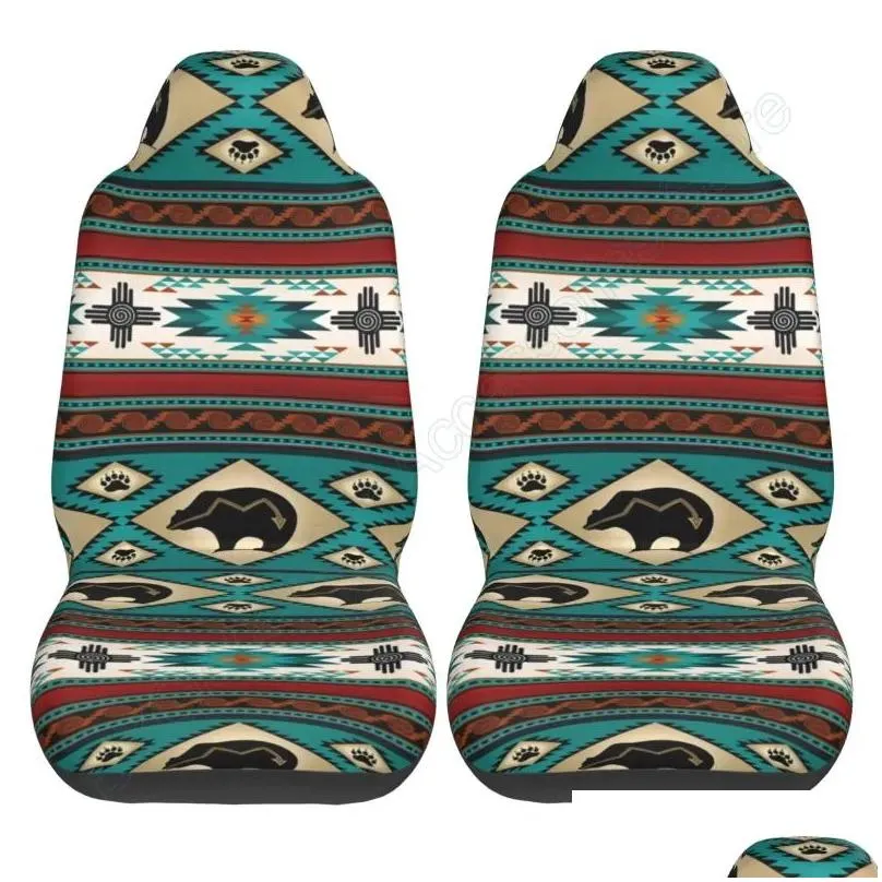 Car Seat Covers Colorful Stripe Baja Saddle Blanket Weave Universal Bucket Of 2 Aztec Pattern Cover Set