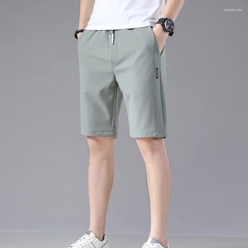 Men`s Shorts Sports Solid Color Straight Loose Type Summer Elastic Waist Drawstring Casual Jogging Pants For Male