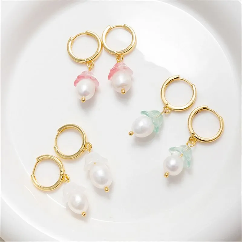 French Retro  High Design Stud Mushroom Pearl Pendant Earrings Fashion All-Match Commuting Sweet Jewelry Gift Accessories
