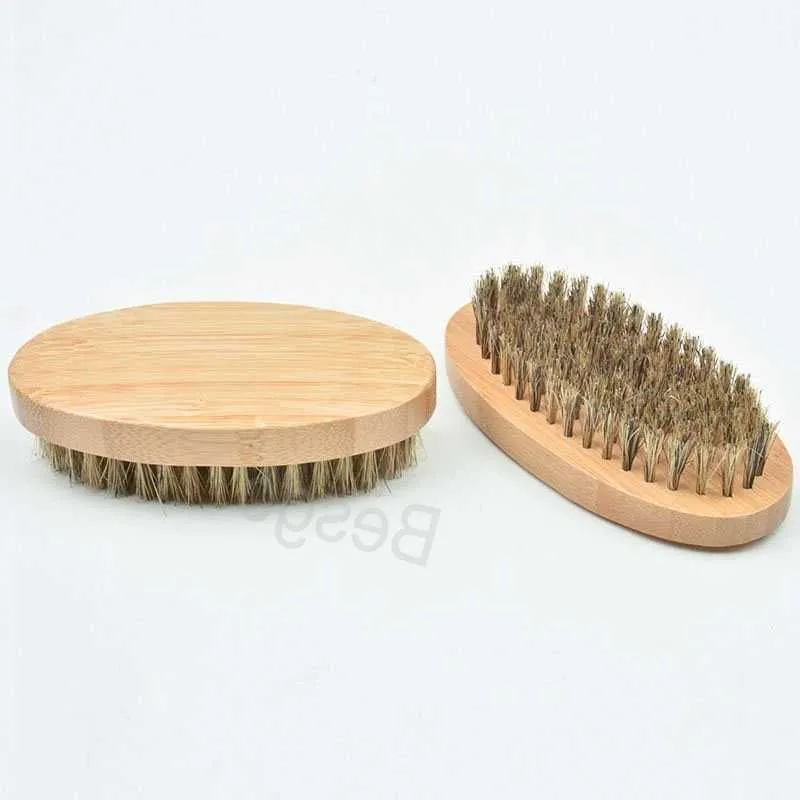 Wooden Oval Beard Brush Men Boar Bristle Hair Brushes Soft Bristles Comb Styling Brushes Household Bathroom Washing Supplies