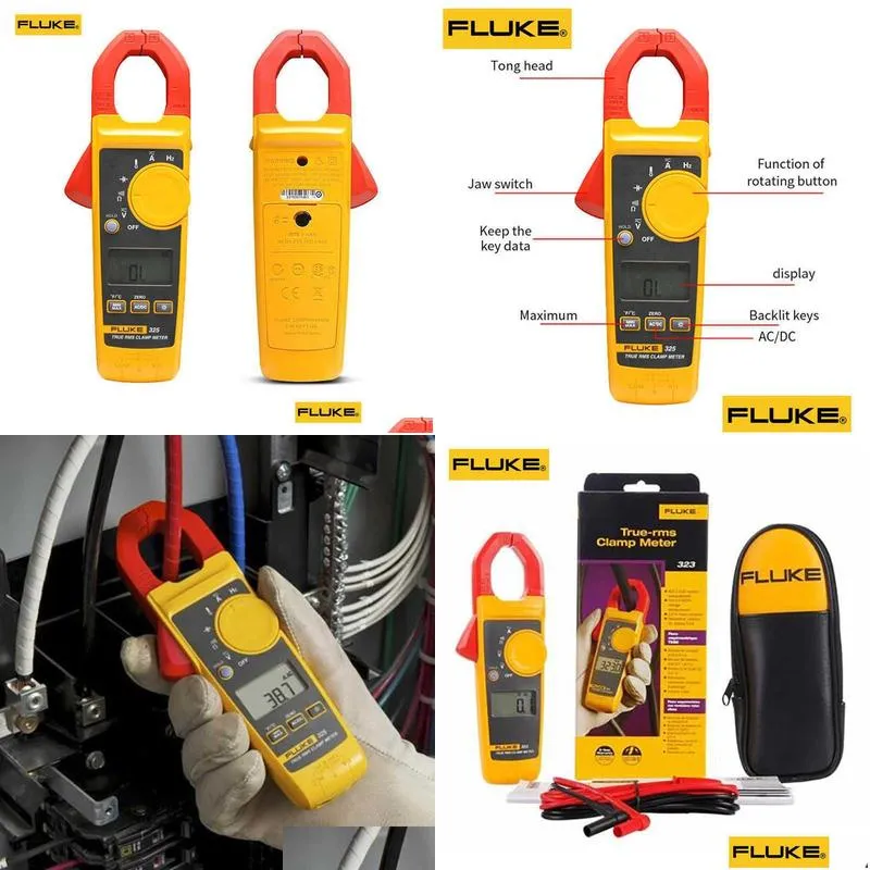 Clamp Meters Wholesale Fluke 325 True Rms Meter Ac Dc Amperimetric Professional Voltmeter Digital Ammeter Pliers Electrician Current Othog