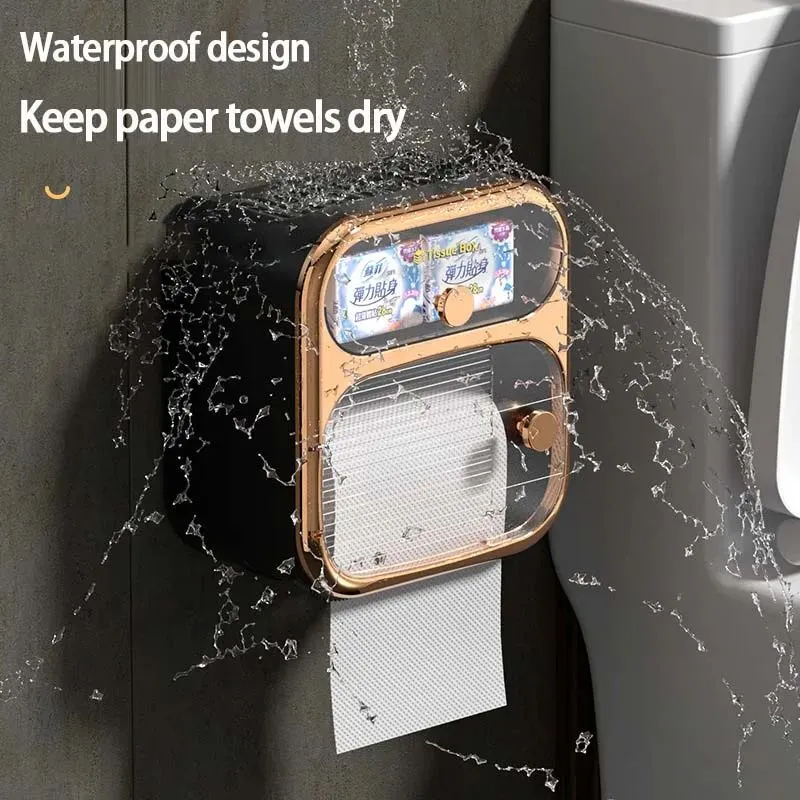 Holders Paper Towel Dispenser Toilet Paper Holder Waterproof Tissue Box Wall Mount Storage Shelf Rack Paper Storage Box Bathroom