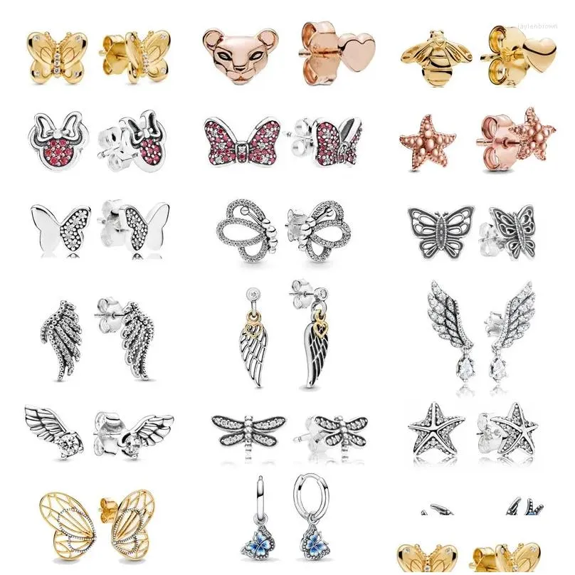 Stud Earrings Europe 925 Sterling Silver Pan Animal Butterfly Earring Jewelry For Girls Women Anniversary Gift
