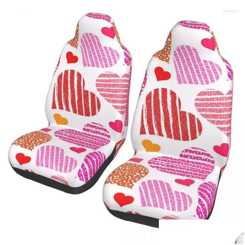 Car Seat Covers Hearts Seamless Pattern Cover Custom Printing Universal Front Protector Accessories Cushion Set