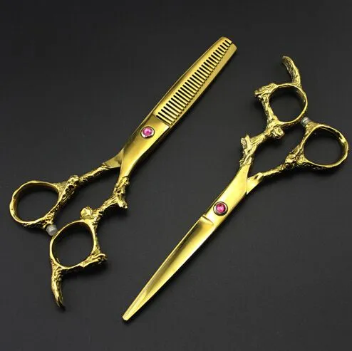 Professional 6 inch japan 440c DRAGON cut hair scissors Cutting shears salon thinning sissors barber makas hairdressing