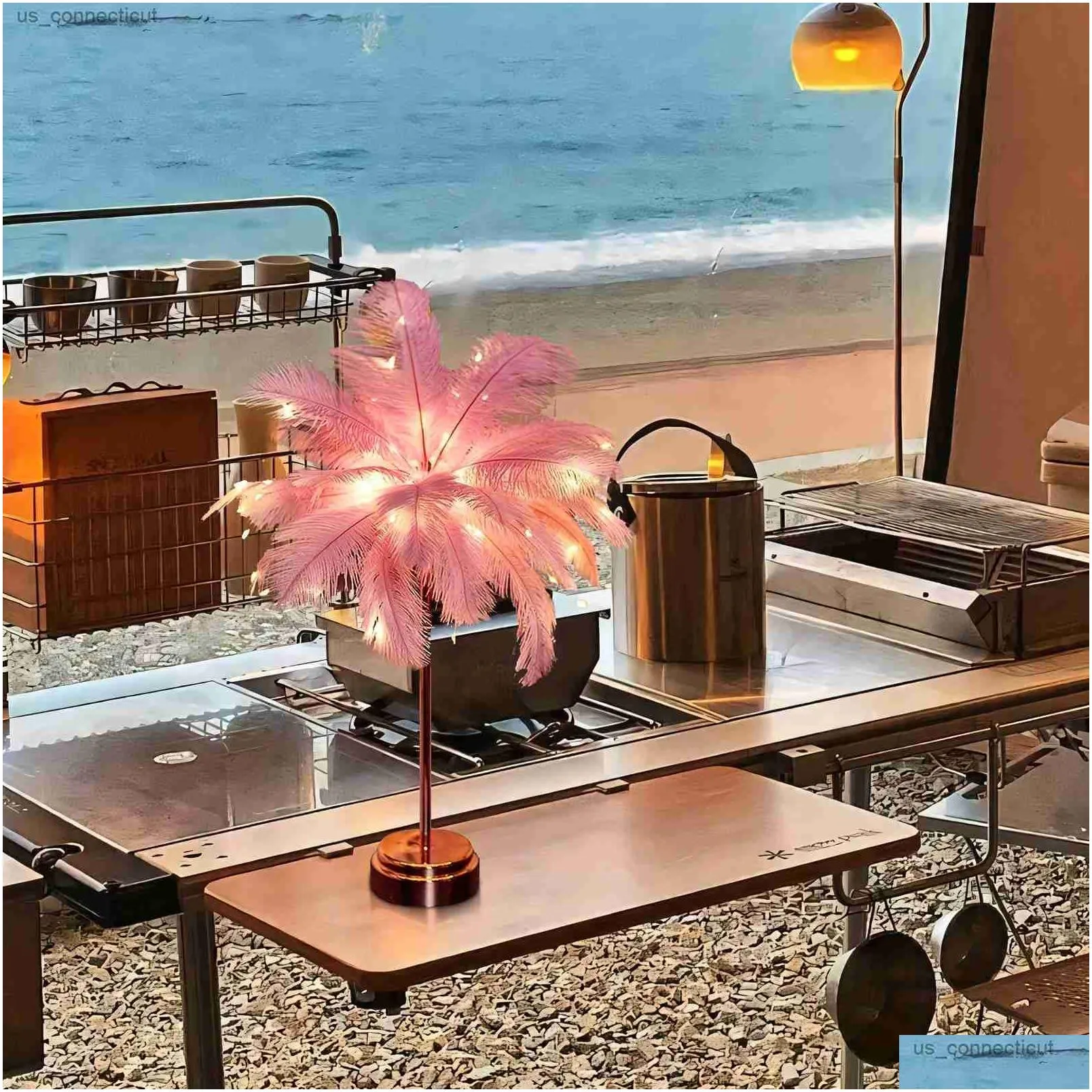 Table Lamps Feather Design Led Lamp For Kids - Battery-Powered Portable Ideal Bedroom Decor All Ocns Drop Delivery Otx53