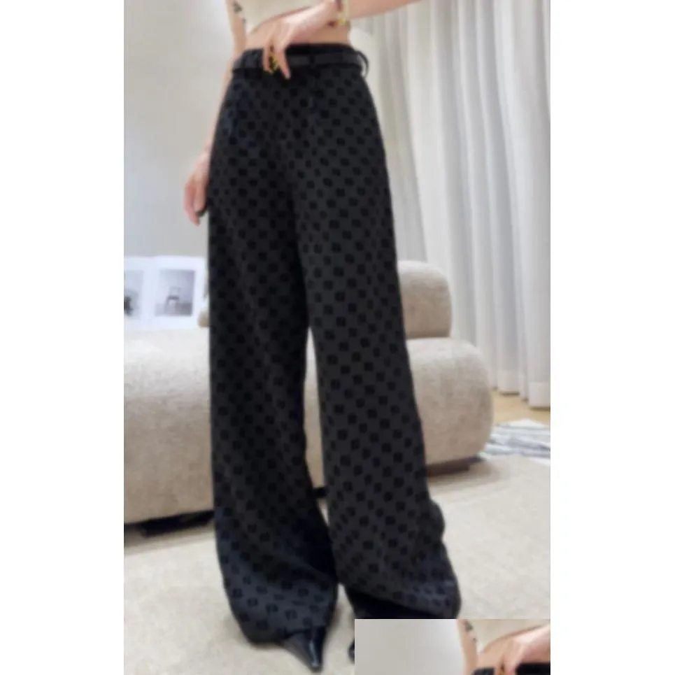 24 Summer Flocking Letter Wide Leg Casual Pants 323