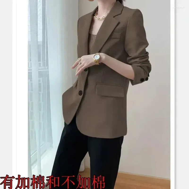 Women`s Suits UNXX Woman Autumn Vintage Casual Short Blazer Suit Jacket Commuter Solid Loose Collar Single-breasted Women Clothing