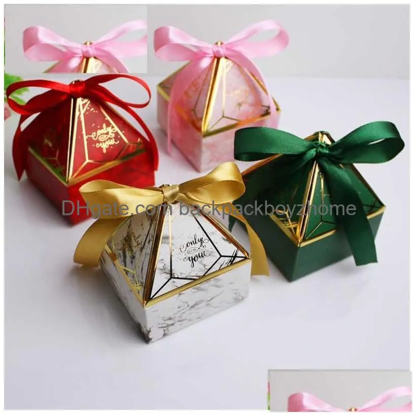 Gift Wrap Gem Tower Bronzing Candy Box Wedding Packaging Only For You Chocolate Paper Baby Shower Drop Delivery Home Garden Festive Pa Dh29T